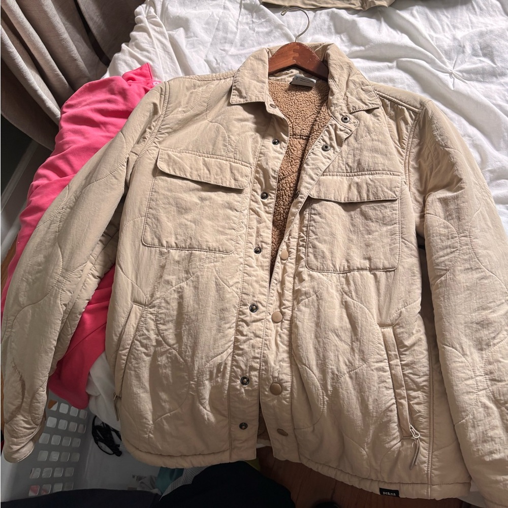 Prana Tan Quilted Utility Jacket